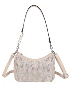 Bling bag with exchangeable pearl strap ZS-9034 BEIGE